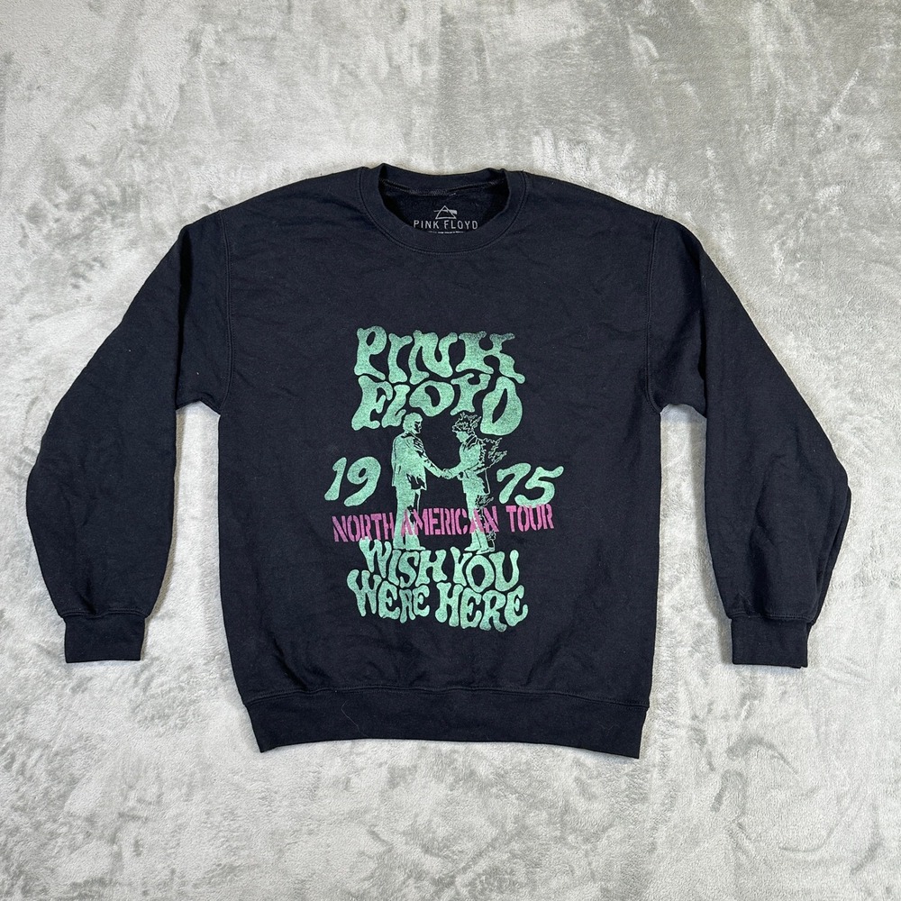 Pink Floyd Wish You Were Here 1975 Tour Graphic Sweatshirt Black Medium